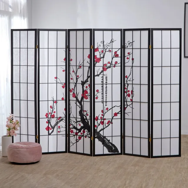 Homestyle4u Kamerscherm - 264x179 cm - Zwart - 6-delig