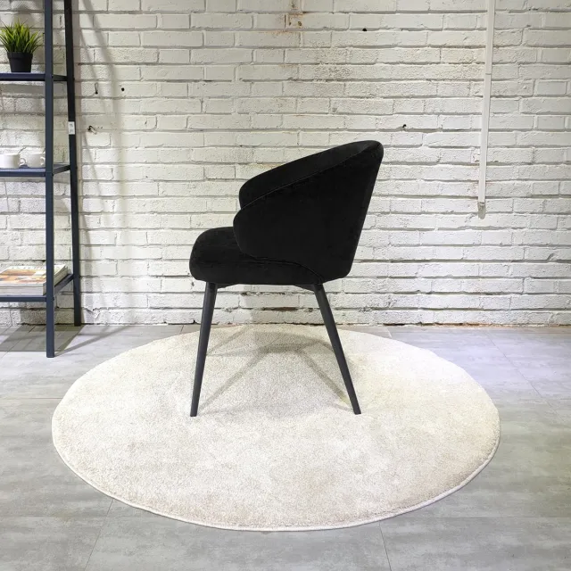 HTfurniture Bull Black Velvet Dining Chair with Black Leg