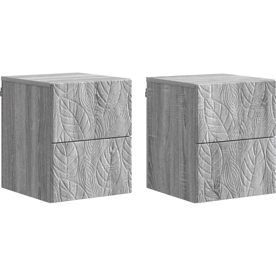 vidaXL Wandbeugel Bedkast 2 st Grijs Sonoma 34,5 x 33 x 40 cm