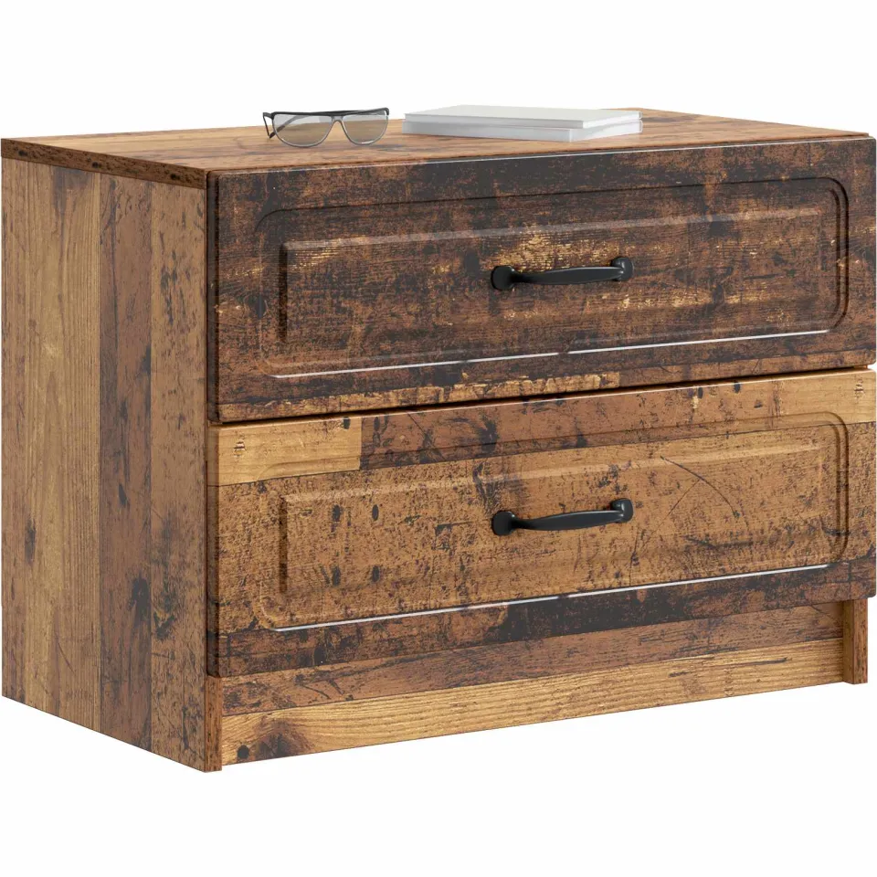 vidaXL Nachtkastje Oud hout 62 x 34,5 x 44,5 cm Bewerkt hout bruin