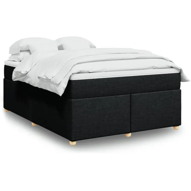 vidaXL Boxspring met matras stof zwart 160x200 cm
