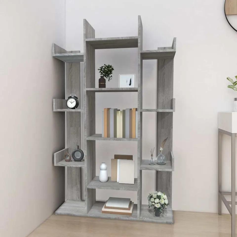 vidaXL Boekenkast 86x25,5x140 cm bewerkt hout grijs sonoma eiken, foto 3