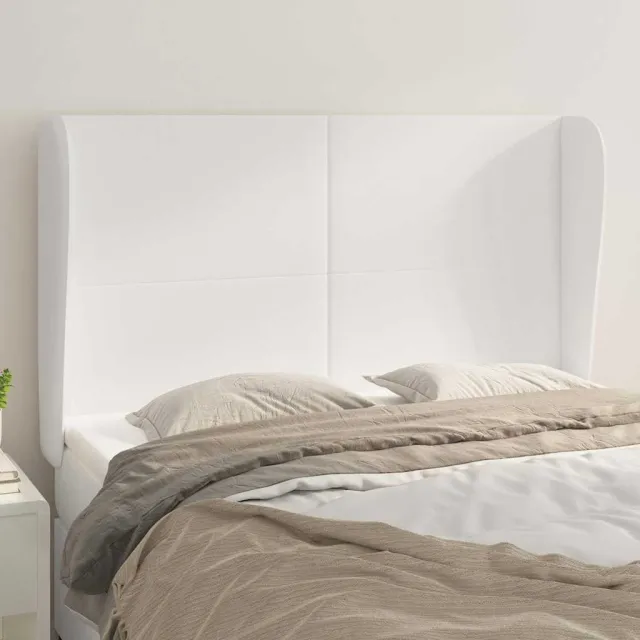 vidaXL Hoofdbord met randen 147x23x118/128 cm kunstleer wit