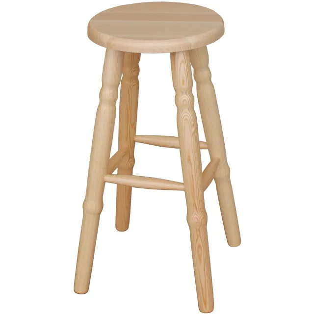 Metdrew Houten Bar Kruk 62 cm - Massief Grenen, Gedraaide Poten