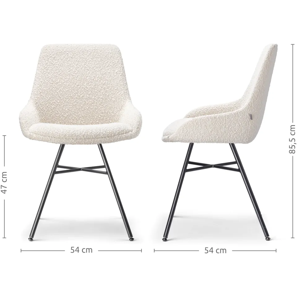 Nolon Noa-Isa eetkamerstoel bouclé beige - zwart onderstel, foto 3