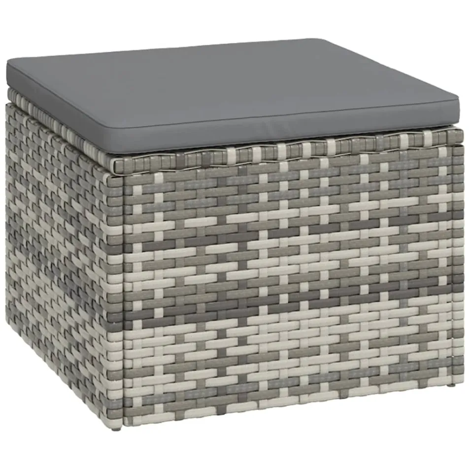 vidaXL 3-delige Loungeset met kussens poly rattan grijs, foto 4