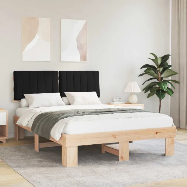 vidaXL Bedframe met Gevoerd Hoofdgedeelte Zwart 140 x 190 cm