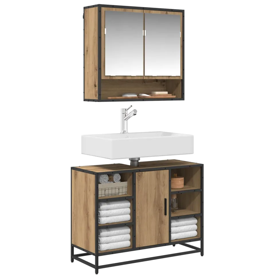 vidaXL Badkamermeubelset 2 st Artisan Eiken 80 x 33 x 60 cm Bruin