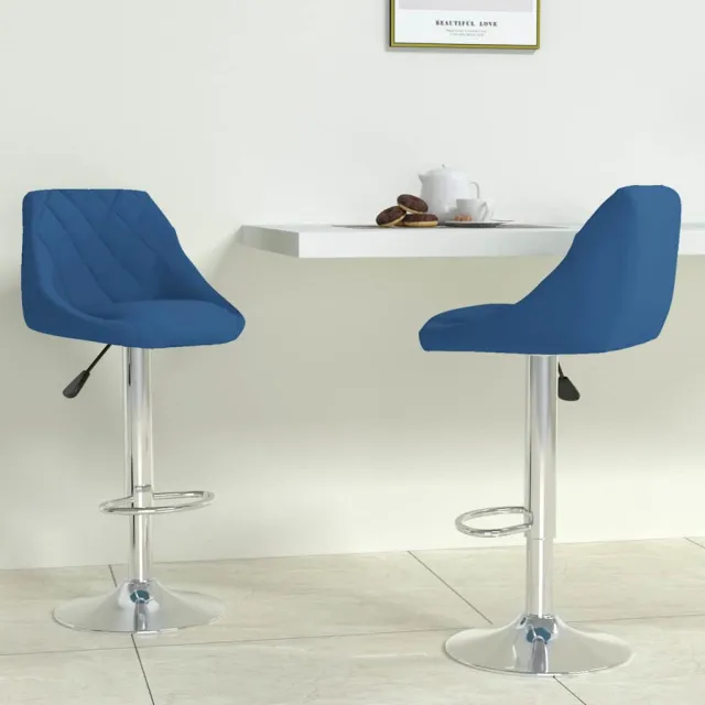 vidaXL Barkrukken 2 st fluweel blauw, foto 2