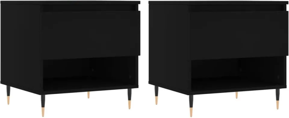 vidaXL Salontafels 2 st 50x46x50 cm bewerkt hout zwart, foto 3