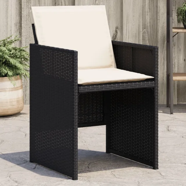 vidaXL Tuinstoelen 4 st met kussens poly rattan zwart