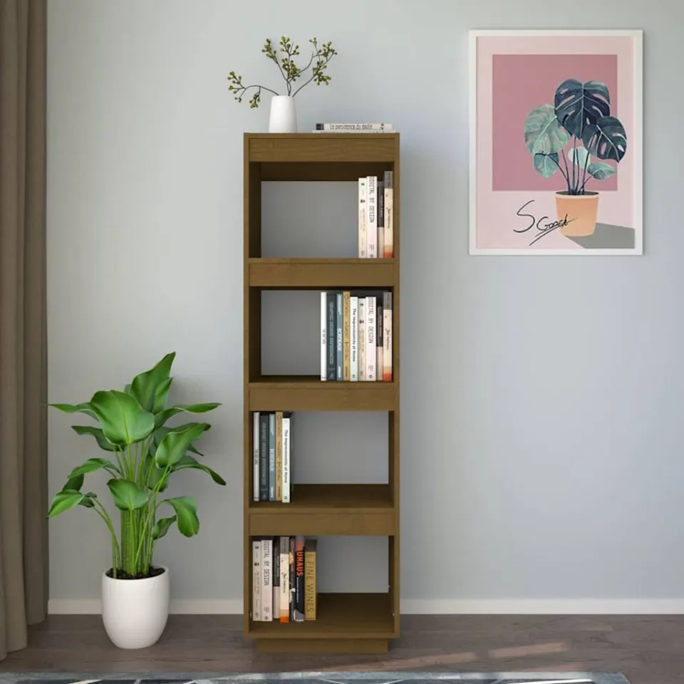 vidaXL Boekenkast/kamerscherm massief grenenhout honingbruin bruin, foto 3