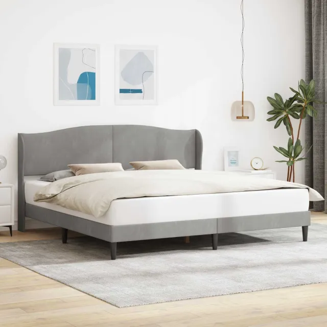 vidaXL Bedframe met hoofdeinde Lichtgrijs 180 x 200 cm Fluweel