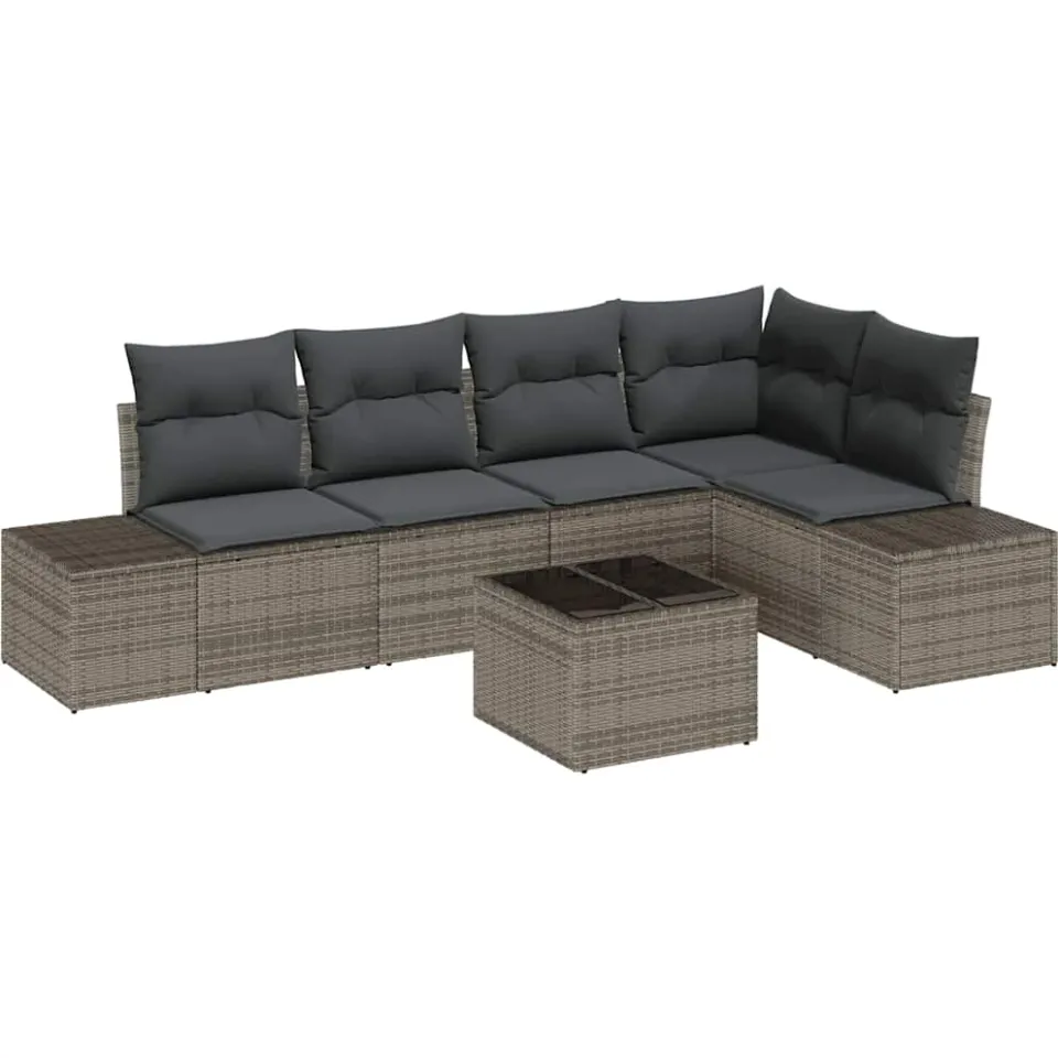 vidaXL Tuinbankenset met opslag Lichtgrijs poly rattan, foto 4