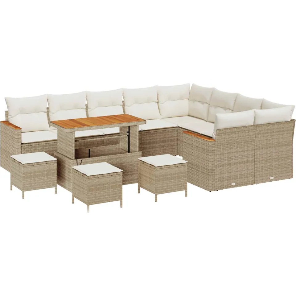 vidaXL Tuinbankenset 13 st Beige poly rattan