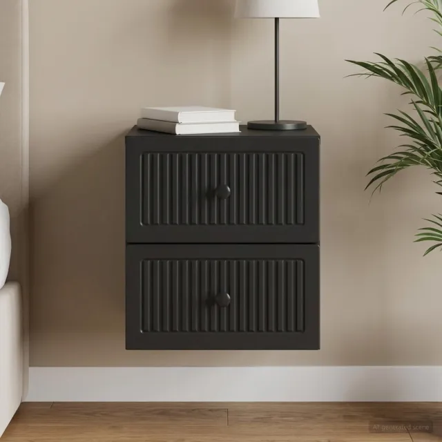 vidaXL Wandbeugel Bedkast Zwart 33 x 34,5 x 40 cm Bewerkt hout, foto 2