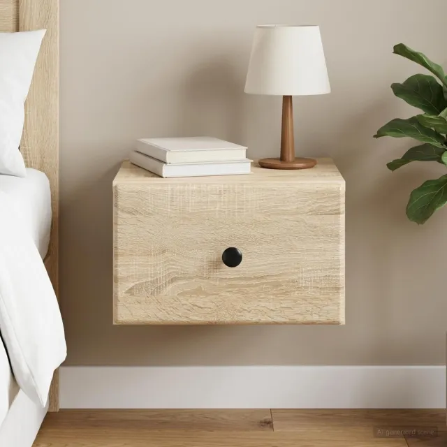 vidaXL Wandbeugel Bedkast Sonoma Eiken 34,5 x 33 x 20 cm Bewerkt hout, foto 2