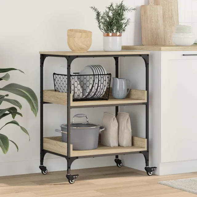 vidaXL Keuken Trolley Sonoma Eiken 60 x 41 x 80,5 cm Bewerkt hout Bruin