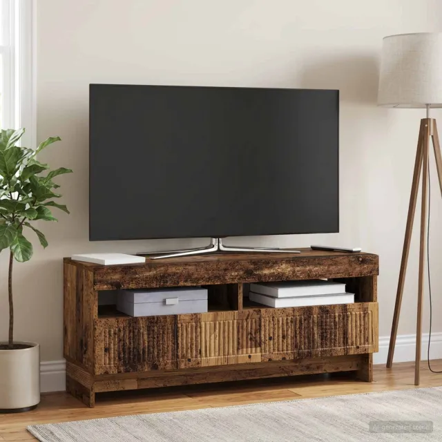 vidaXL LED tv-meubel EDE 100 x 35 x 43 cm Oud hout Bewerkt hout Bruin