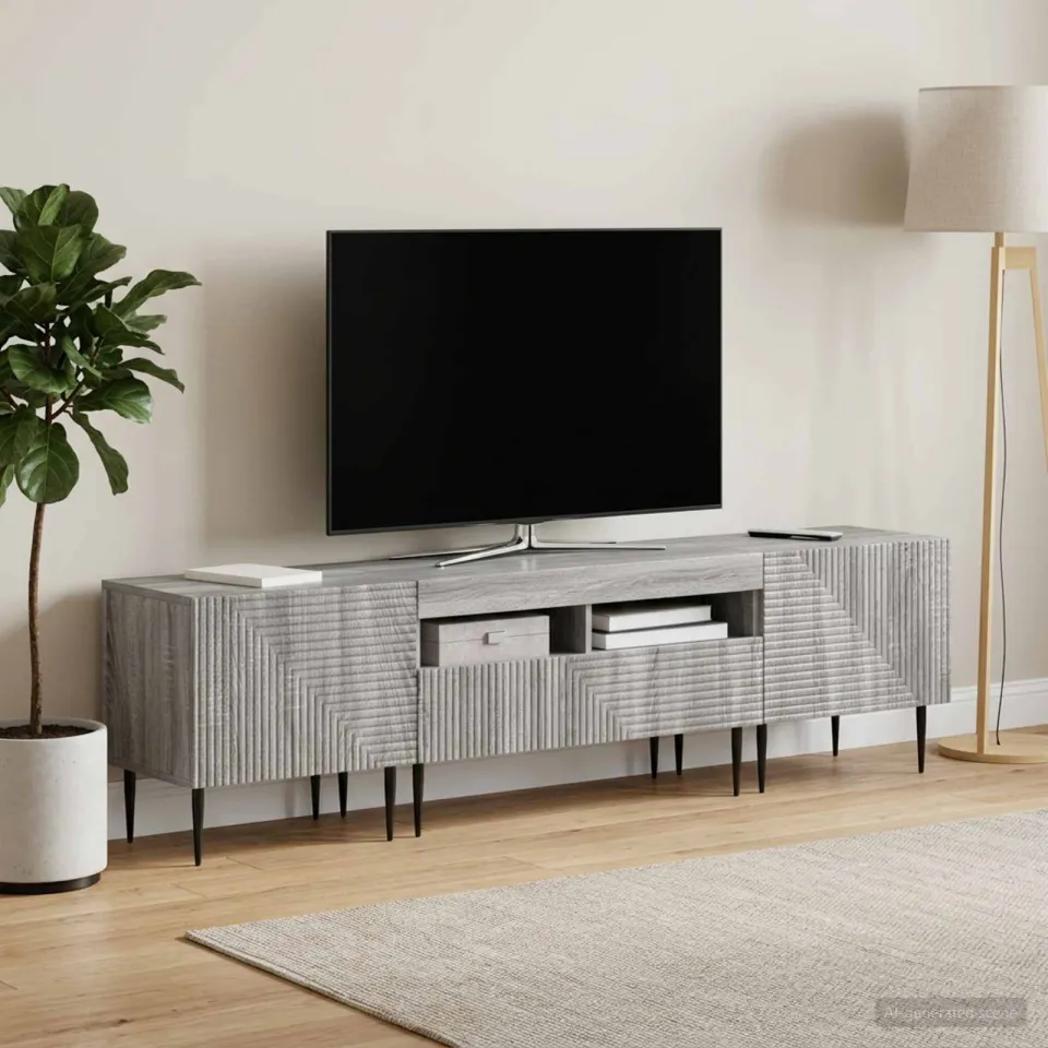 vidaXL 3-delige LED TV-kast Grijs Sonoma Bewerkt hout, foto 3