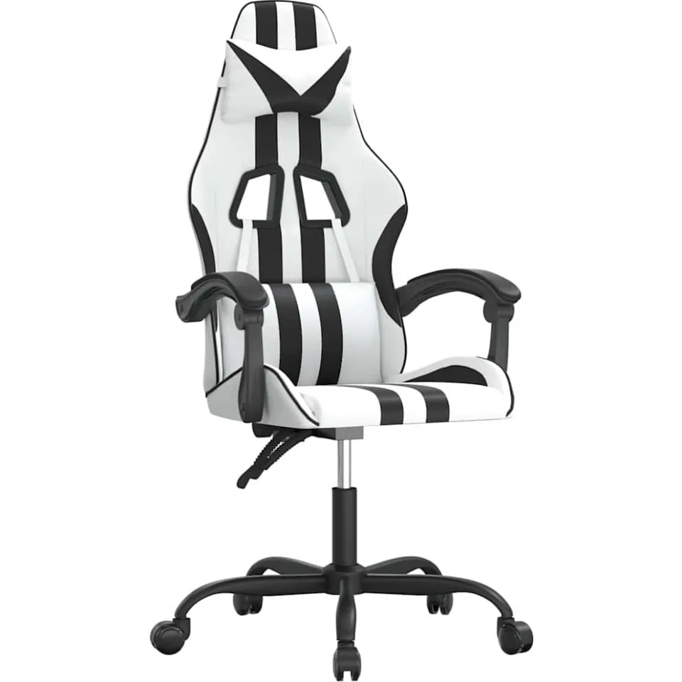 vidaXL Gamestoel kunstleer wit en zwart, foto 3