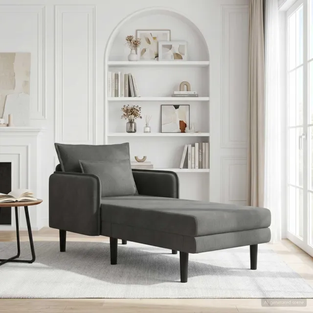 vidaXL Grote chaise longue Donkergrijs Katoenen stof, foto 2