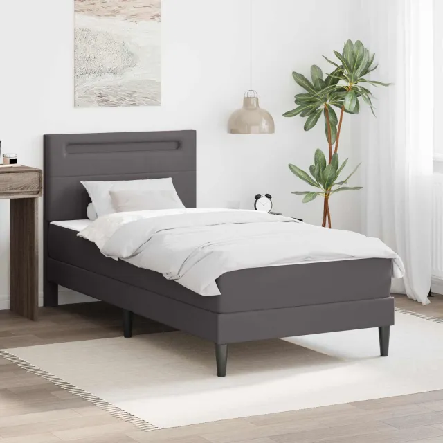 vidaXL Bedframe met matras Grijs 100 x 200 cm Kunstleer