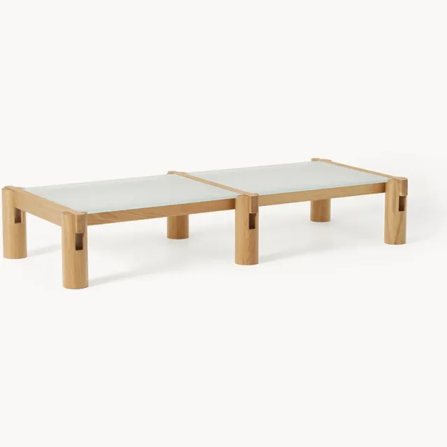 Westwing Collection Salontafel Rory van eikenhout met glazen tafelblad, B 166 cm