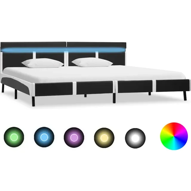 vidaXL Bedframe met LED kunstleer grijs 180x200 cm
