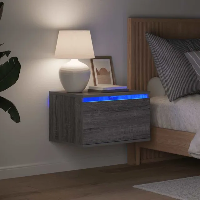 vidaXL Nachtkastjes met LED wandgemonteerd 2 st sonoma eikenkleurig Bruin