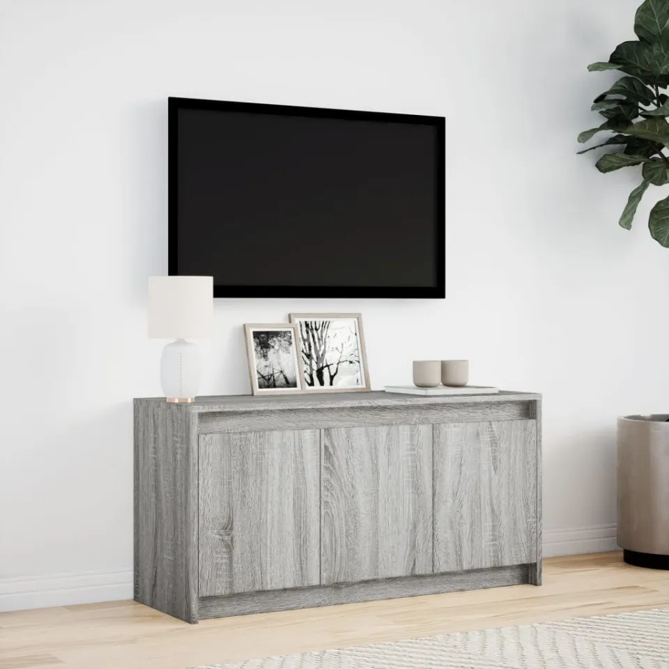 vidaXL Tv-meubel met LED 100x34x50 cm bewerkt hout grijs sonoma eiken, foto 2