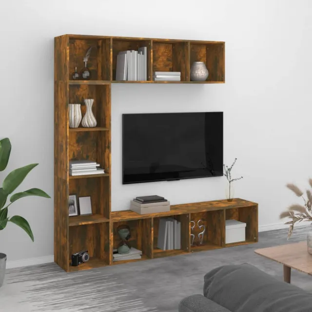 vidaXL 3-delige boekenkast- / tv-meubelset 180x30x180 cm gerookt eiken Bruin