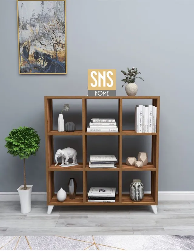 Bofigo SNS Home - Boekenkast - 9 Vakken - Okkernoot