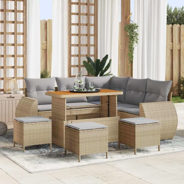 vidaXL Tuinbankenset 9 st Beige poly rattan