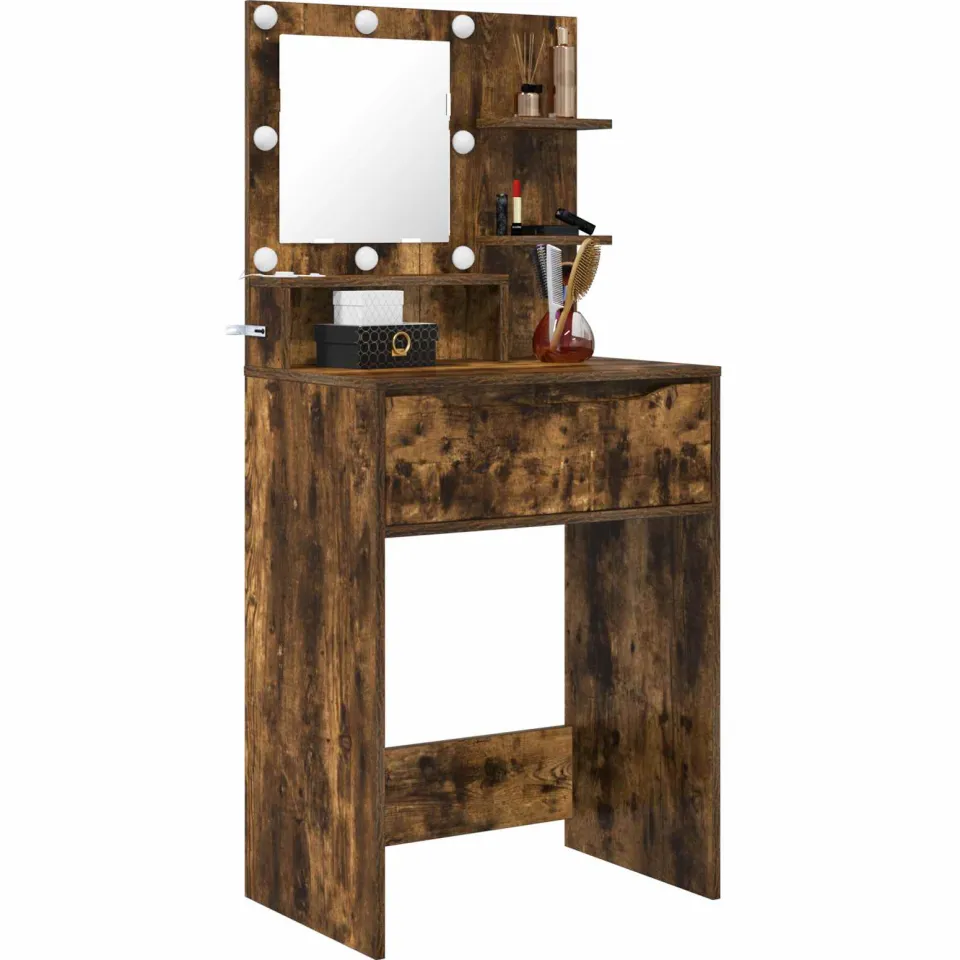 vidaXL Slaapkamer Kaptafels Gerookt eiken 60 x 39,5 x 135 cm Bruin