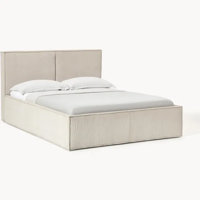Westwing Collection Corduroy gestoffeerd bed Dream Beige
