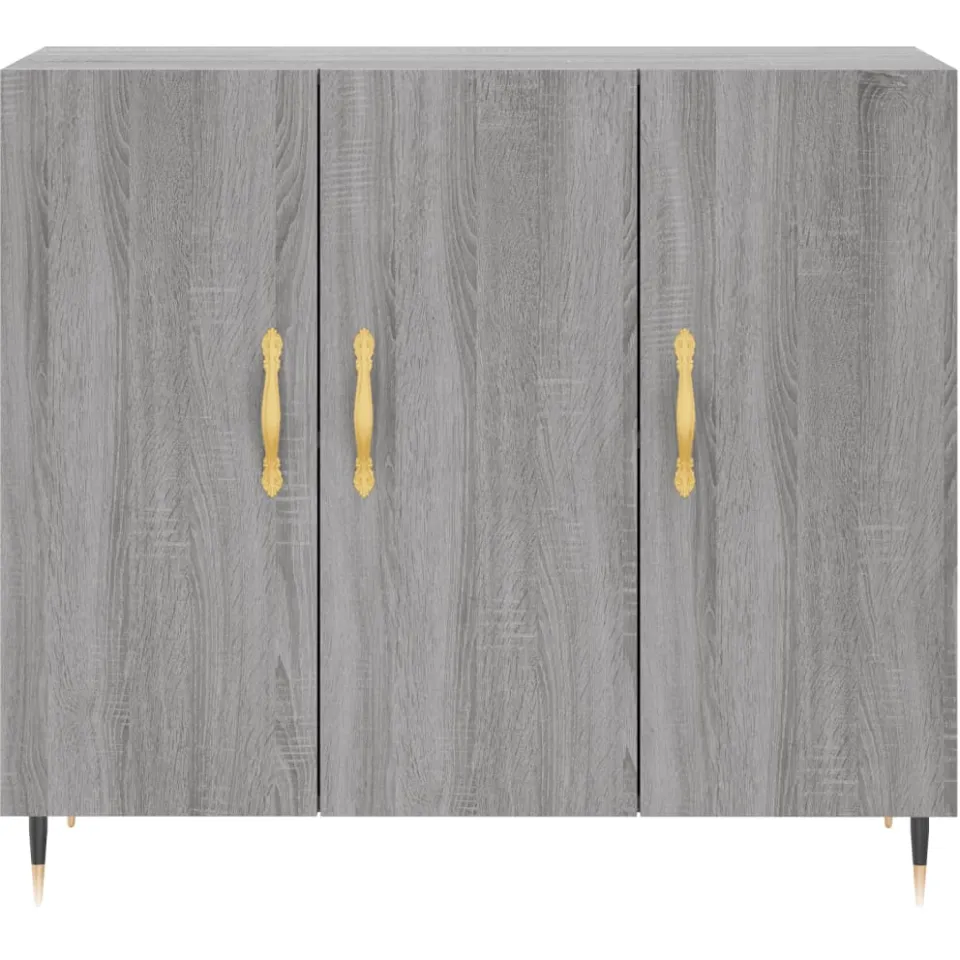 vidaXL Dressoir 90x34x80 cm bewerkt hout grijs sonoma eikenkleurig, foto 4