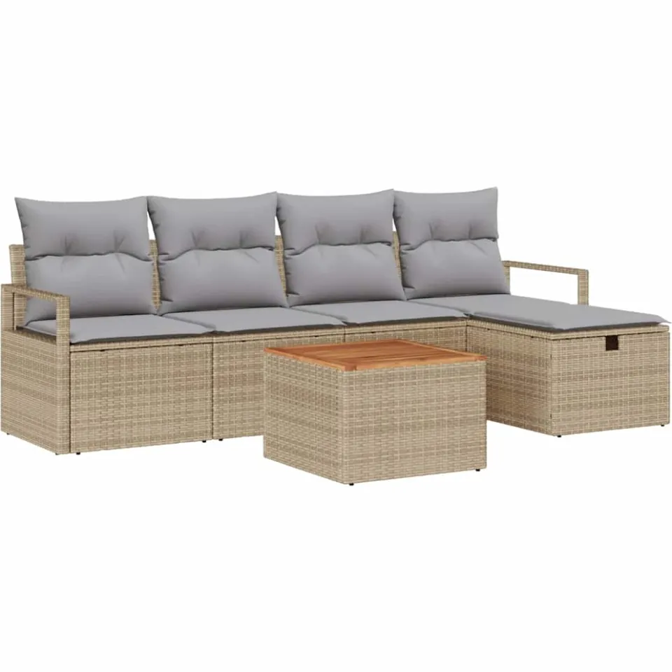 vidaXL Tuinbankenset 6 st Beige poly rattan