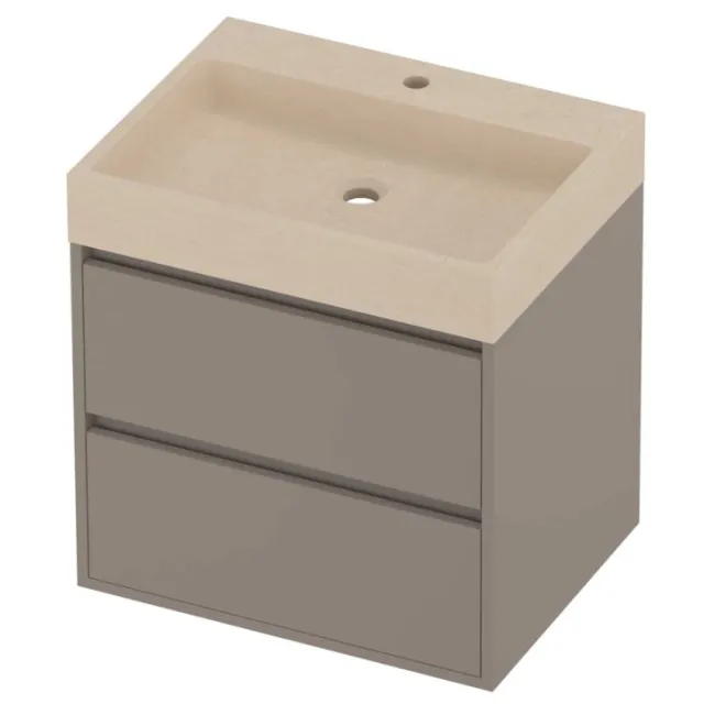 Proline Evoli Badmeubelset Hardsteen Loft 1 Kraangat Greeploos 60x46x62 cm Sand Stone Clay Beige