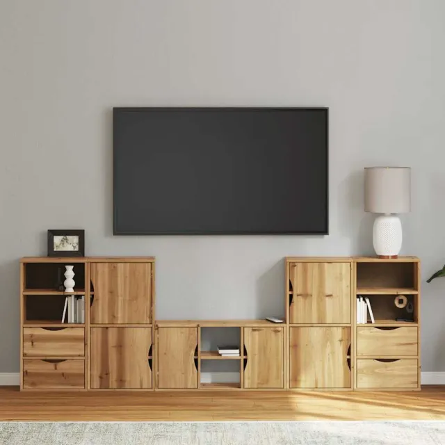 vidaXL 5-delige tv-meubels met opbergruimte ODDA massief grenenhout bruin, foto 2