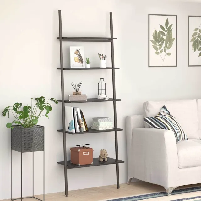 vidaXL Ladderrek met 5 schappen 64x34x185,5 cm zwart, foto 2