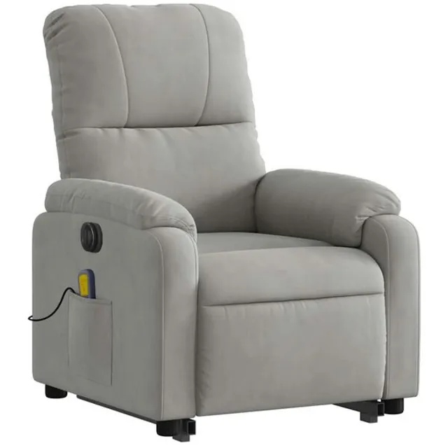 GranMaison Massagestoel - Relaxfauteuil - Zetel - Sta op stoel elektrisch - Stof - 1 persoons - Met armleuning - Zeer comfortabel - Elektrisch - Lichtgrijs