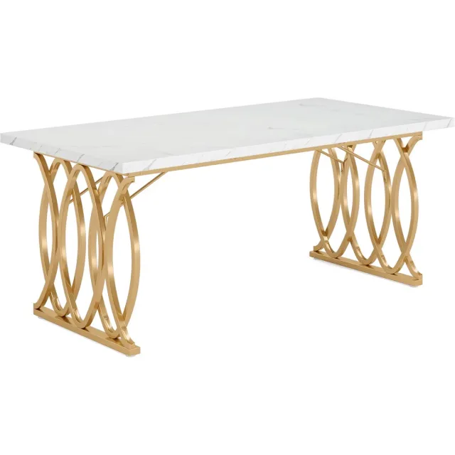 Happiq Computerbureau Nerita - Voor Kantoor of Thuiskantoor - Vergadertafel - Bureau - 160cm Wit marmerlook