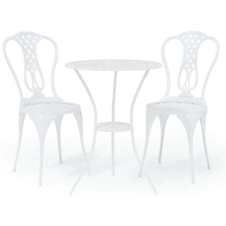 vidaXL 3-delige Bistroset gietaluminium wit