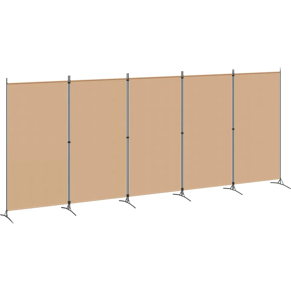 vidaXL 5-Panel Room Divider Beige 433 x 180 cm Stof, foto 3