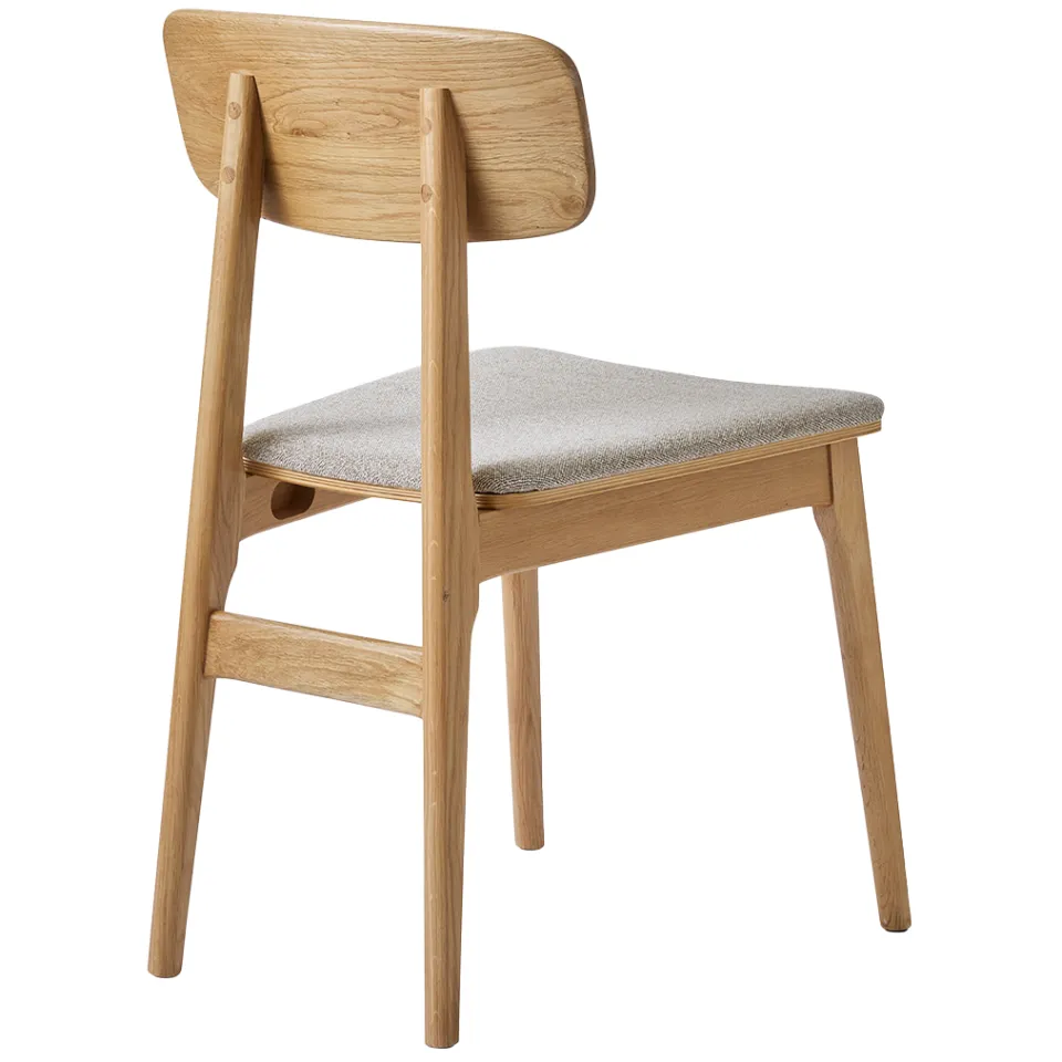 Olivine Lana houten eetkamerstoel naturel - met beige stoffen zitting Bruin