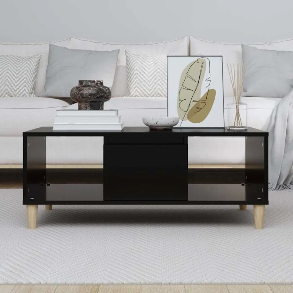 vidaXL Salontafel 90x50x36,5 cm bewerkt hout zwart, foto 3