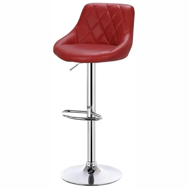 Klarven Barkruk Leer wijnrood - Barkrukken Set van 2 - Barkrukken met Rugleuning - Barkrukken - Bar Stool - Kunstleer, Hoogte verstelbaar, 360 graden draaibaar, draagvermogen 100 kg - B50xd45xh31cm Rood/wijnrood