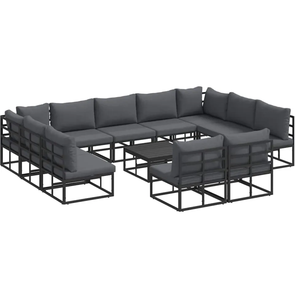 vidaXL Tuinbankenset 12 st Zwart Aluminium