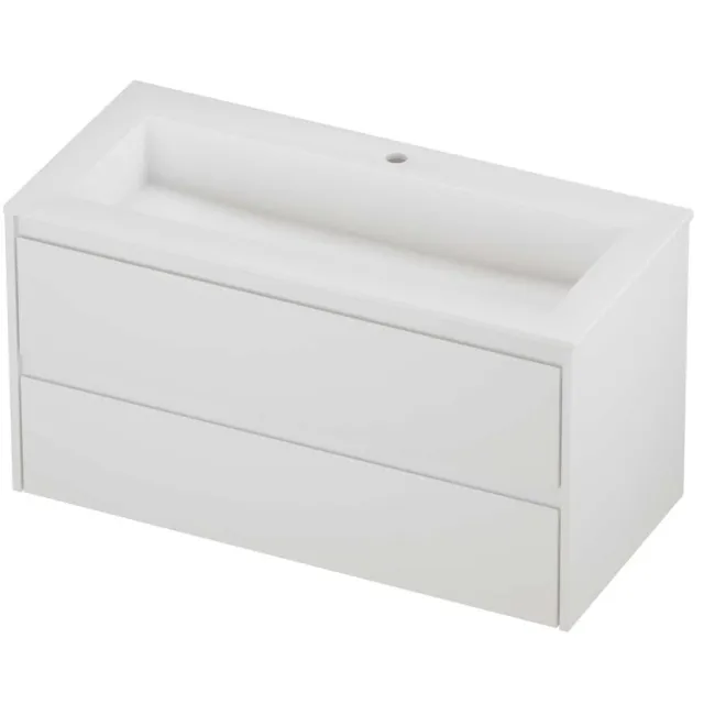 Proline Aristo Badmeubelset Polystone Elegant 1 Kraangat 100x46x54 cm Mat White Mat Wit